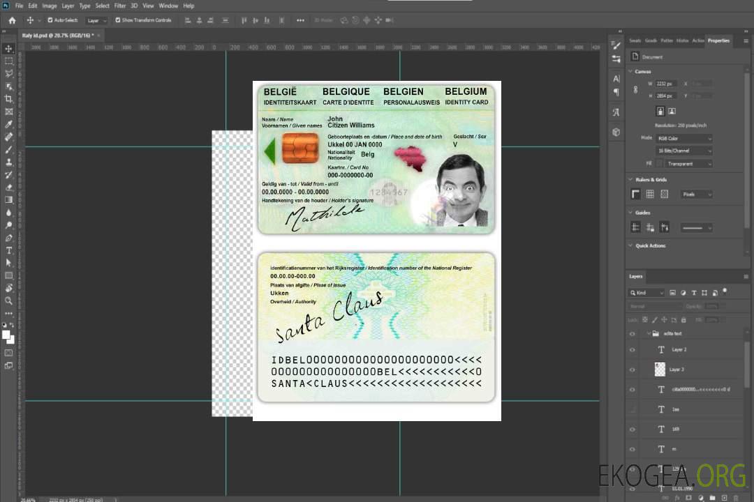 Carte d'identité belge template Carte d'identité belge template